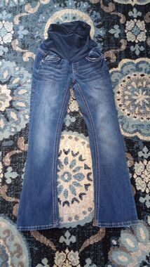 Indigo Blue Maternity Jeans Womens Sz S Blue Over The Belly Denim Dark Wash